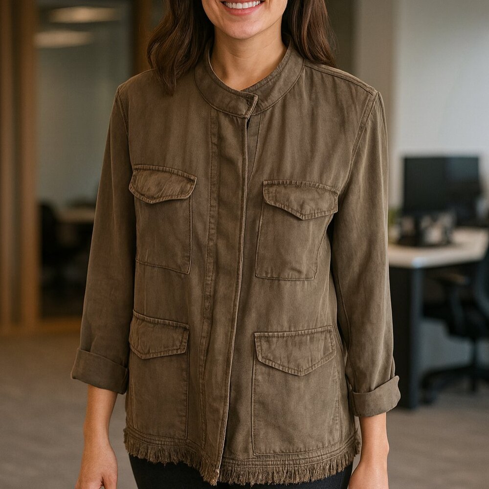 Sanctuary Utility Cargo Jacket Size L – Taupe Brown